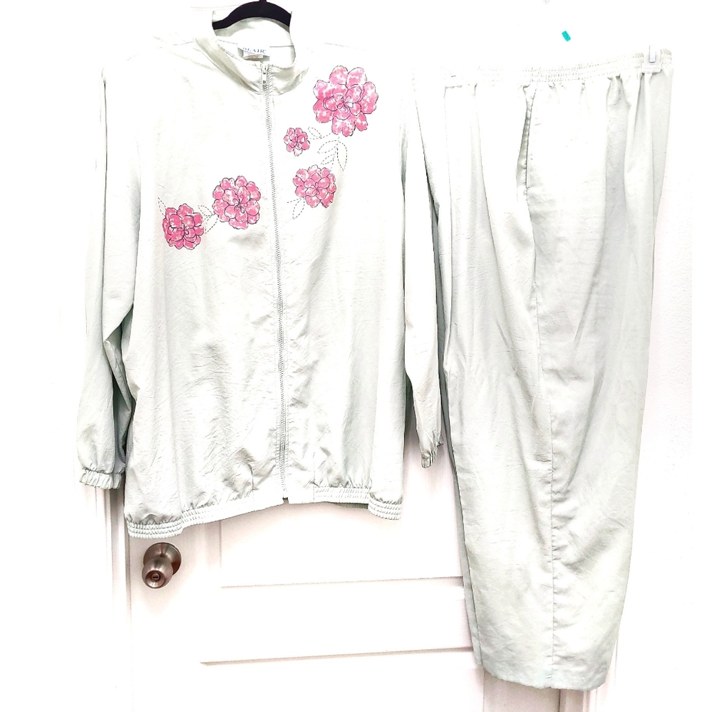 ``P25730. Blair Pale Green Floral Pantsuit